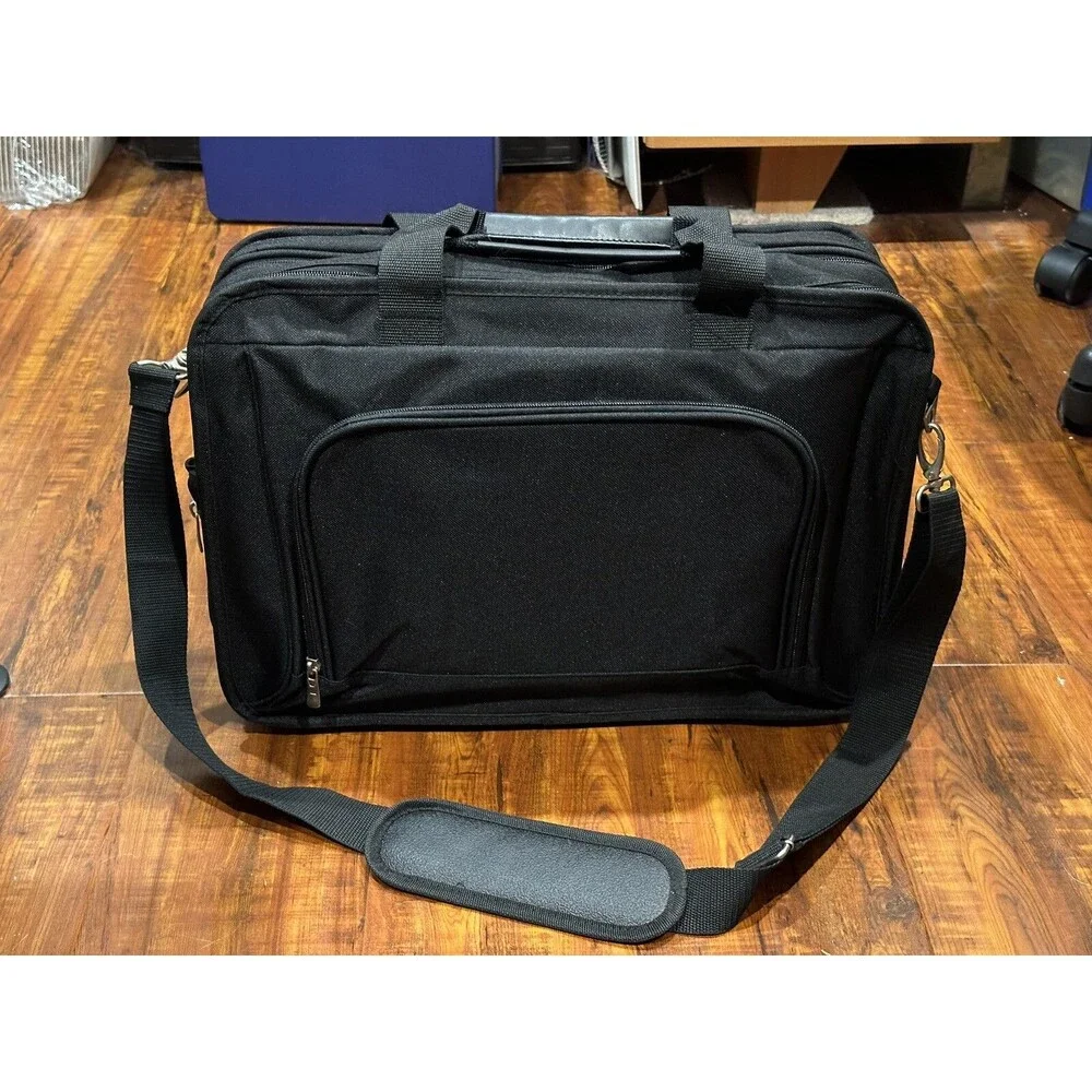 Soren Black Canvas Briefcase Messenger Security Fast Pass Laptop Bag - New!
